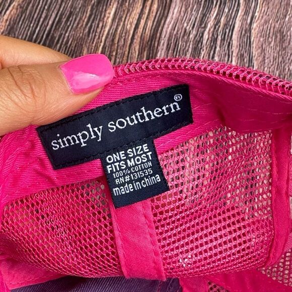 Simply Southern Distressed Mama Bear Womens Cap Pink & Purple Ponytail Back - Picture 3 of 7